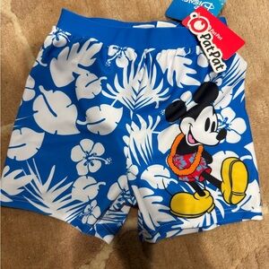 Disney Blue Mickey Floral Swim Shorts